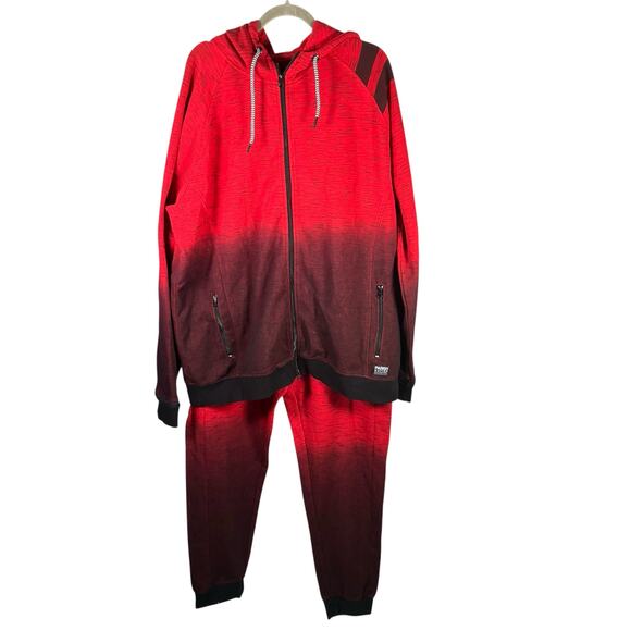 Parish Nation Red Black Ombre Tracksuit Set 3XL Zip Hoodie & Joggers Men’s New - Picture 1 of 16